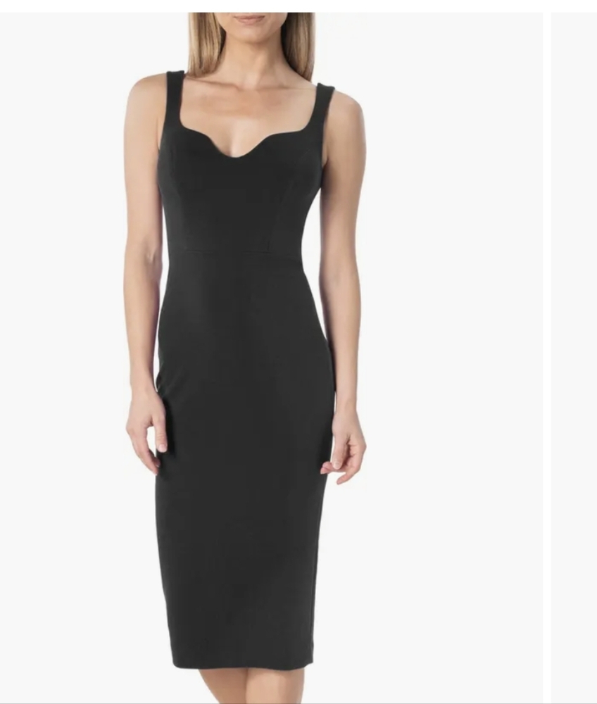 Dress the Population Black Sculpted Sweetheart Midi Dress